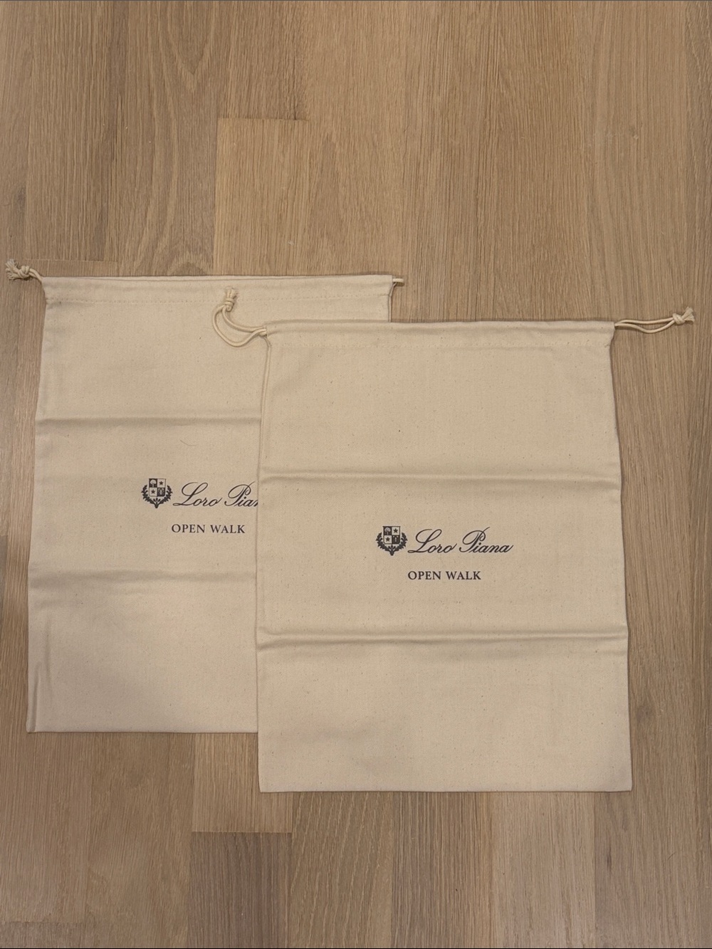 Loro Piana Open Walk Drawstring Dust Bag | set of 2 | Authentic | Shoe Storage